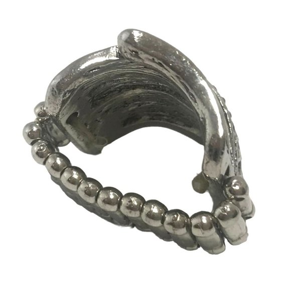 Blingy Faux Wrap Clear Rhinestone Stretch Cocktail Ring Round & Marquis Stones - Picture 4 of 4